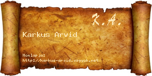 Karkus Arvid névjegykártya